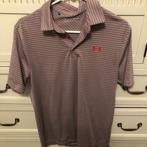 Under Armour polo. Small. Red-Grey stripes